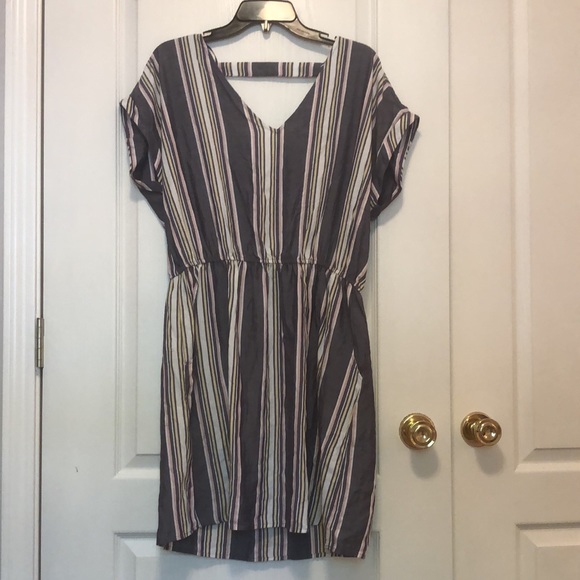 PINK ROSE - Coastal Navy Stripe Dress With Pockets - Picture 1 of 9